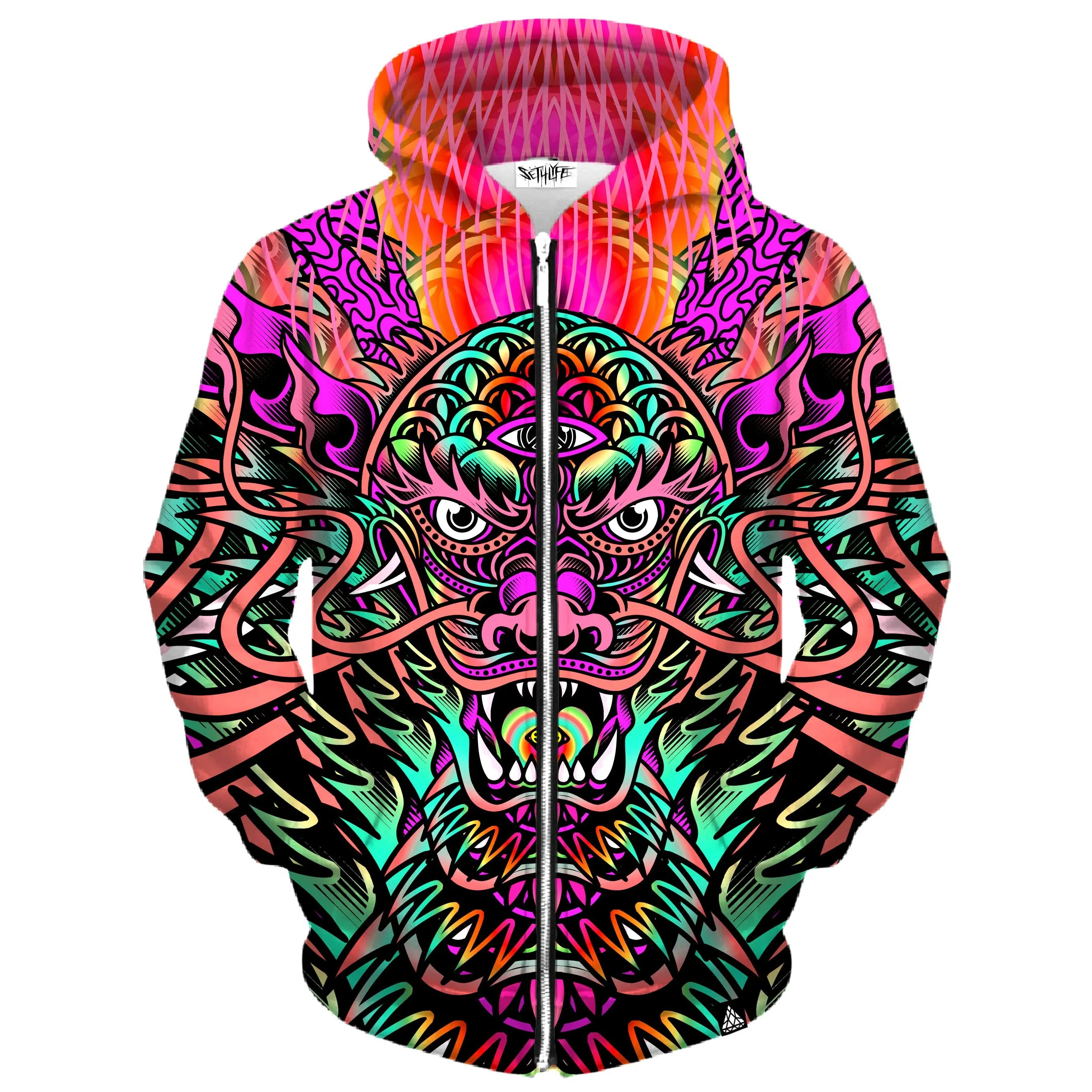 ACID DRAGON GLOW ZIP UP HOODIE