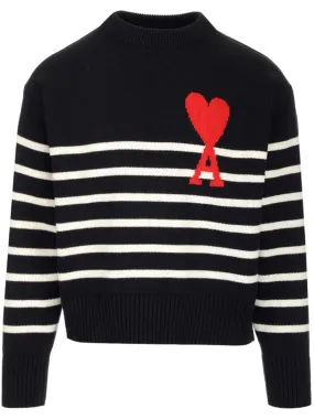 AMI De Coeur Striped Crewneck Sweater