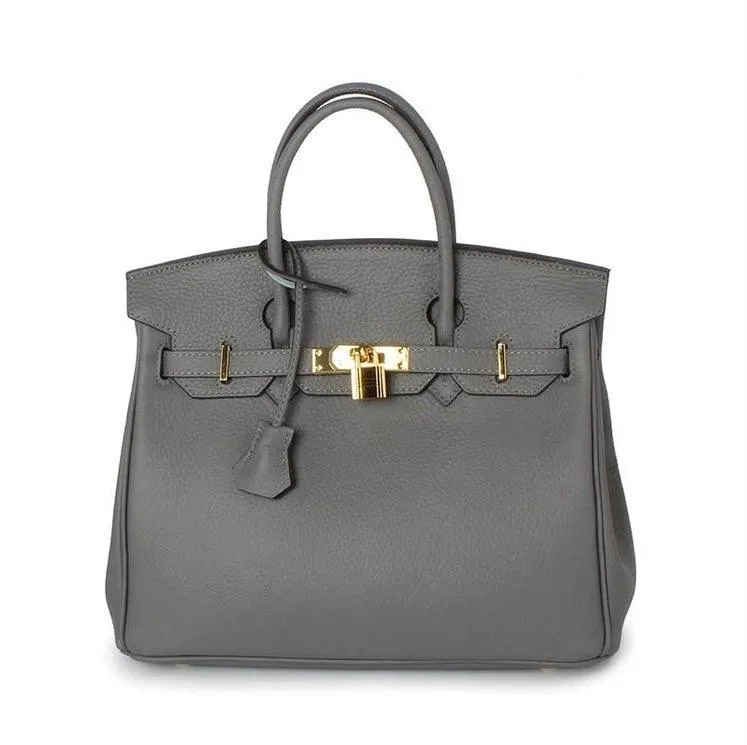 Angela Togo Leather Tote Padlock Bag