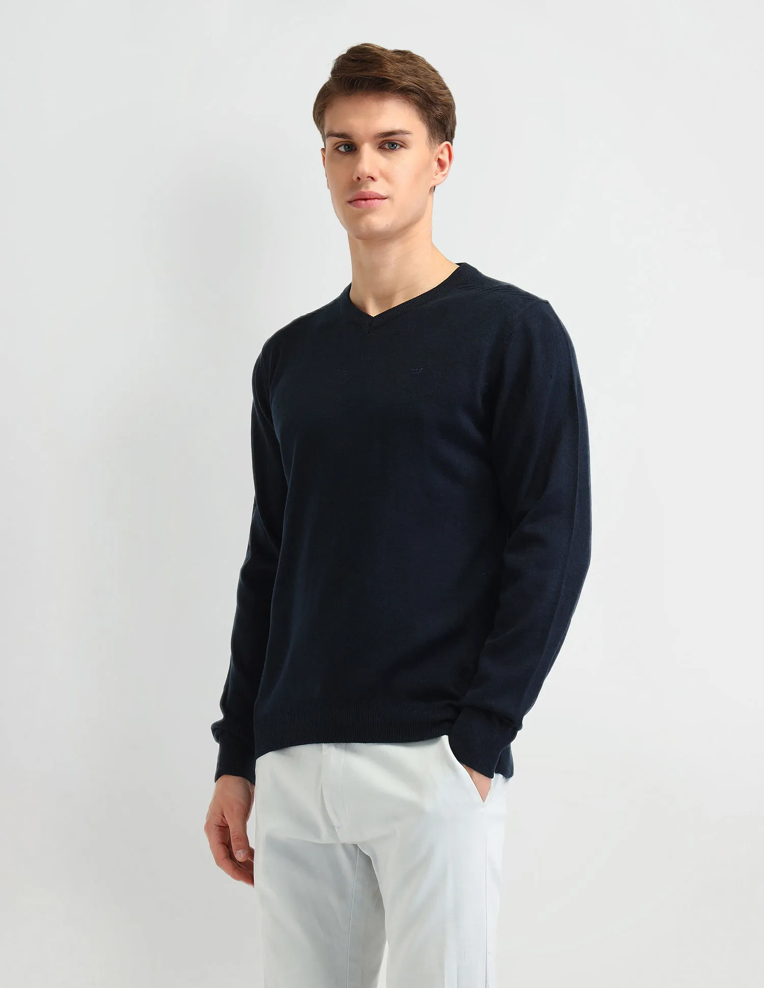 Arrow Solid Regular Fit Sweater