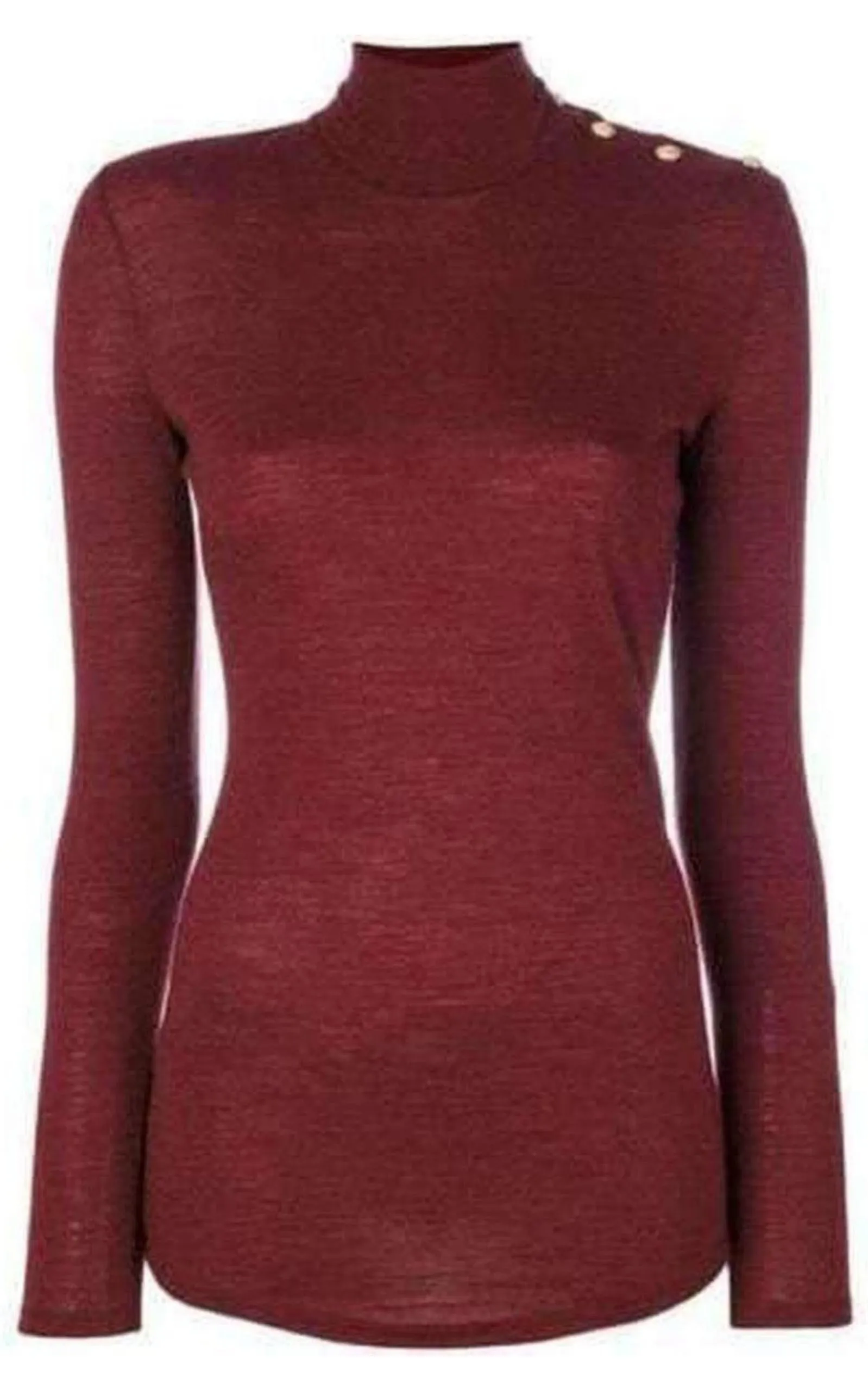 BALMAIN  |Burgundy Wool Knit Turtleneck Sweater