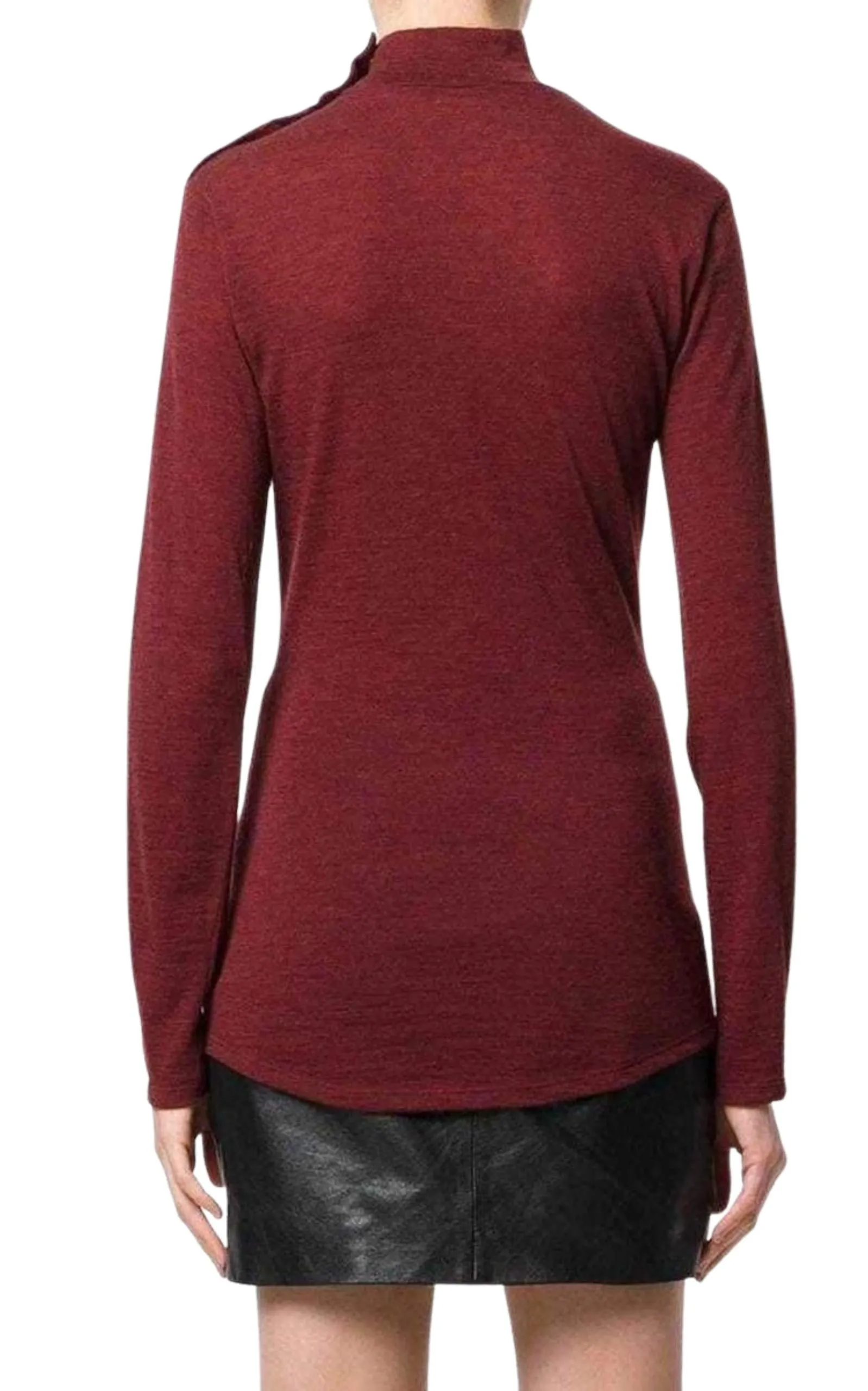 BALMAIN  |Burgundy Wool Knit Turtleneck Sweater