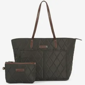 Barbour Quilted Tote Bag in Olive