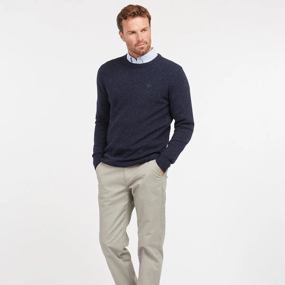 Barbour - Tisbury Crew Neck Jumper in Navy Fleck