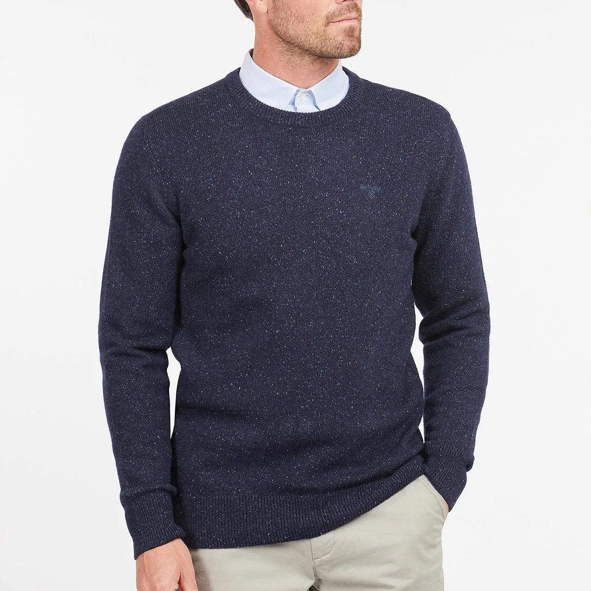 Barbour - Tisbury Crew Neck Jumper in Navy Fleck