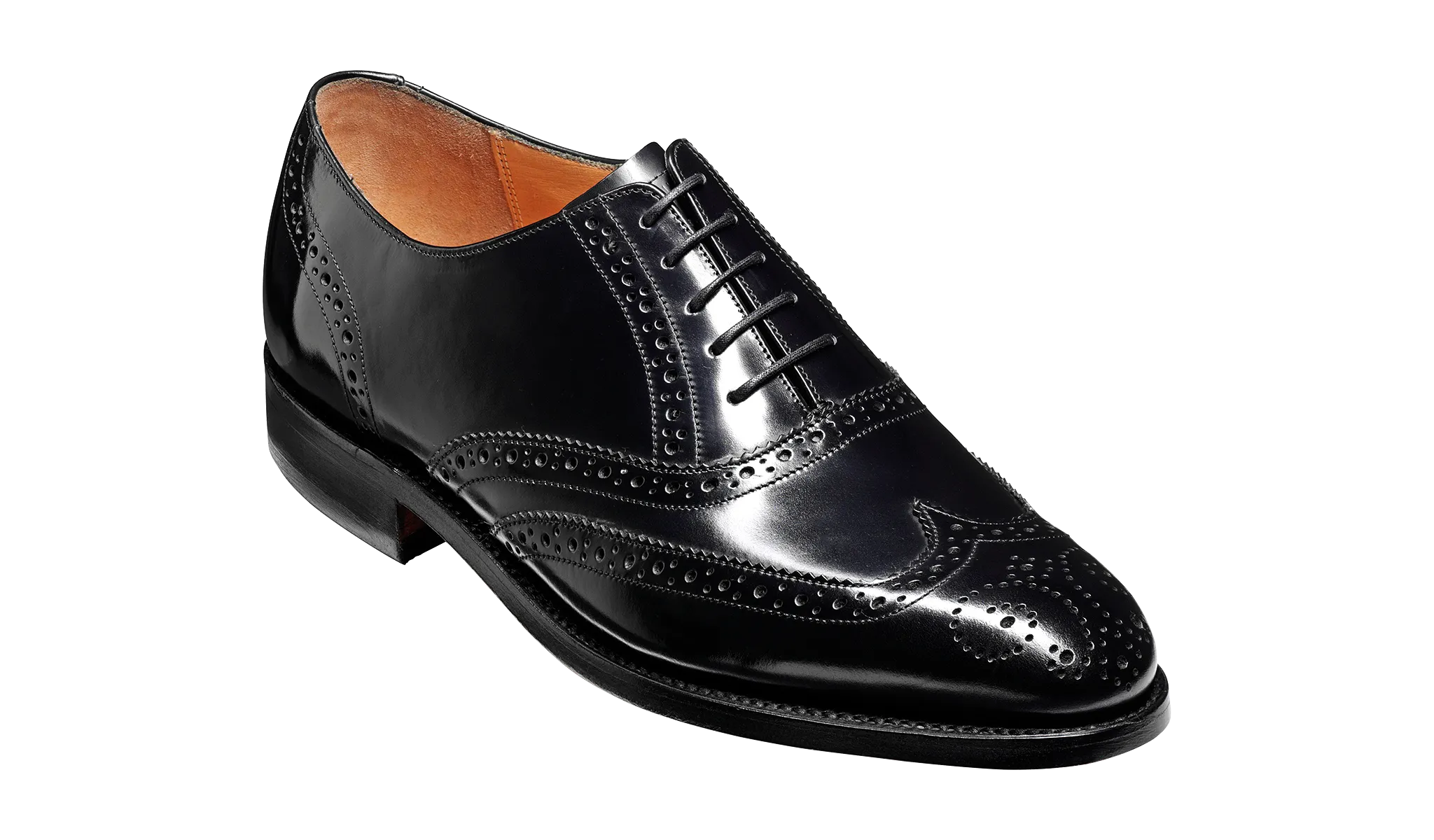 Barker Albert Full Brogue Shoe - Hi Shine Black