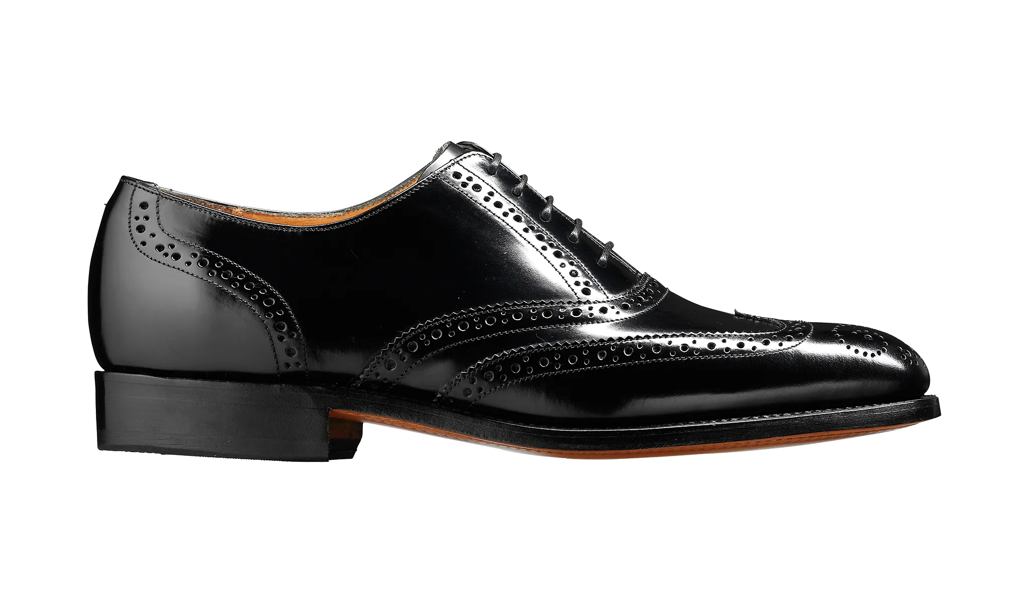 Barker Albert Full Brogue Shoe - Hi Shine Black