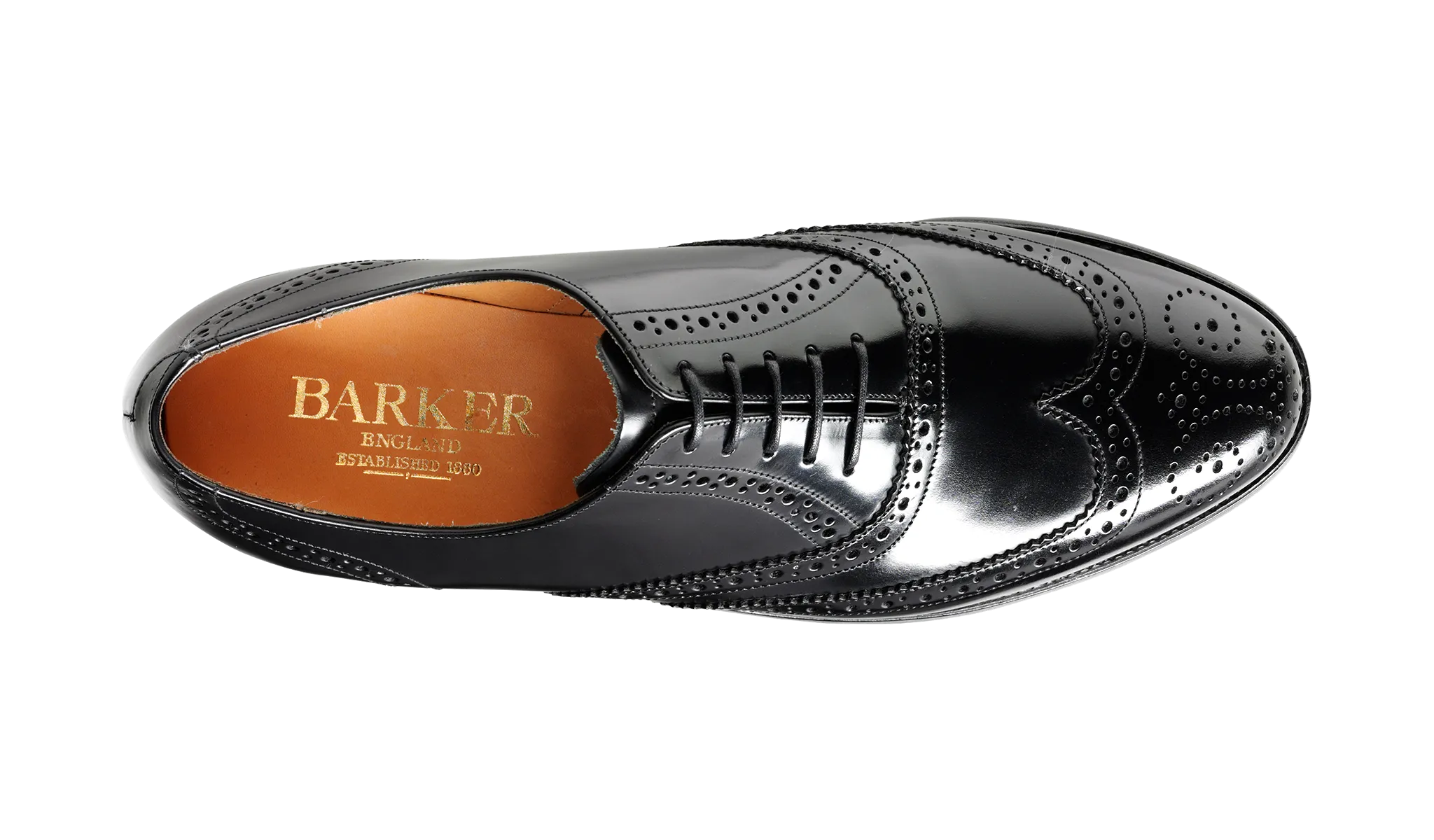 Barker Albert Full Brogue Shoe - Hi Shine Black