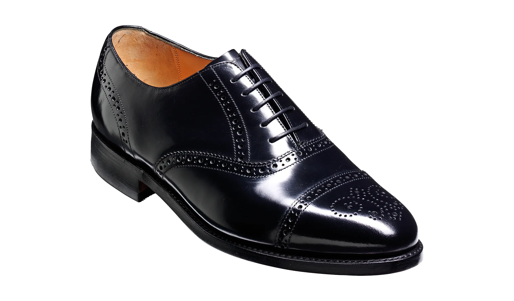 Barker Alfred Half Brogue Shoe - Hi Shine Black