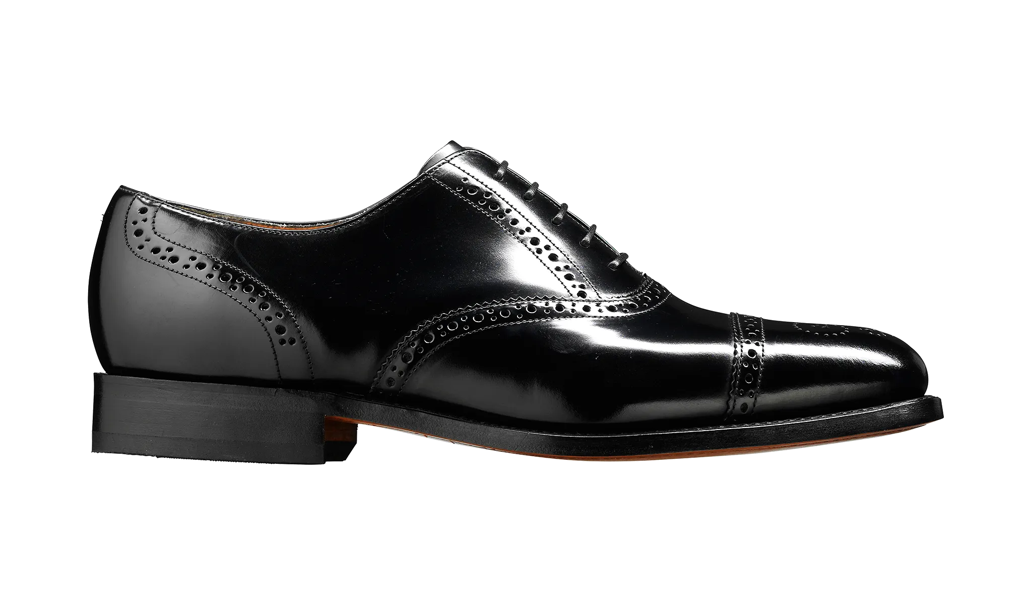 Barker Alfred Half Brogue Shoe - Hi Shine Black