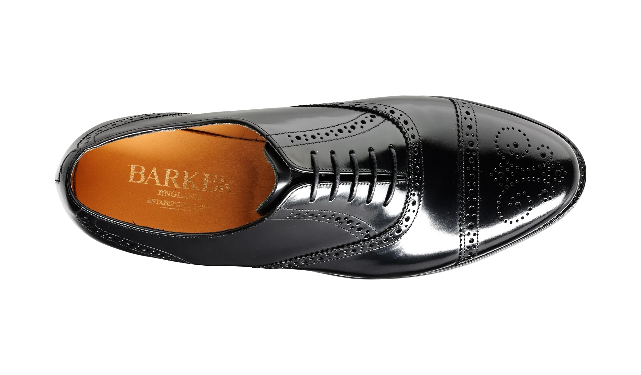 Barker Alfred Half Brogue Shoe - Hi Shine Black