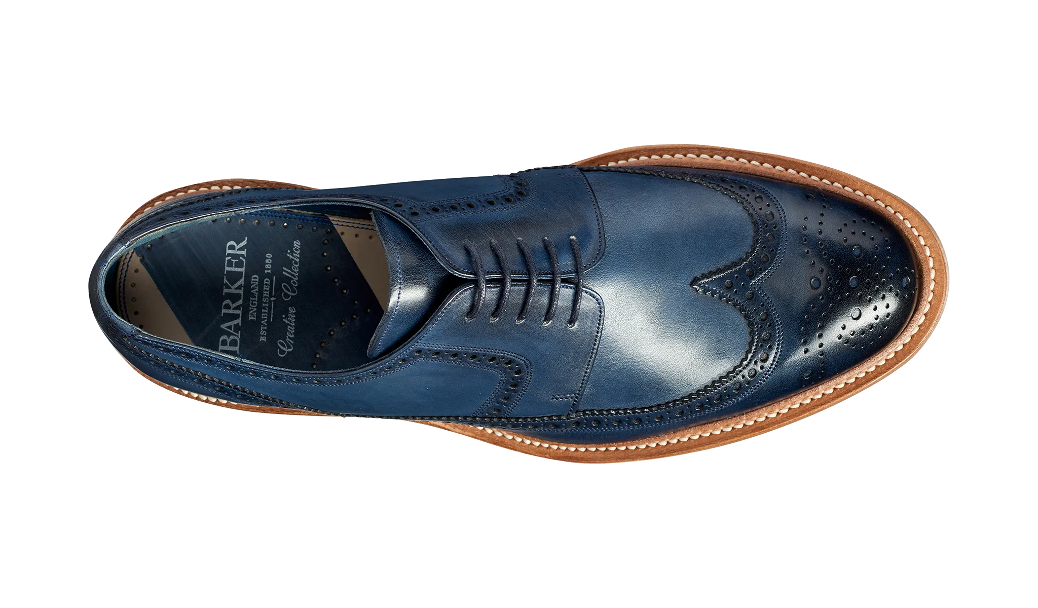 Barker Bailey Classic wing tip Derby - Navy Hand Painted