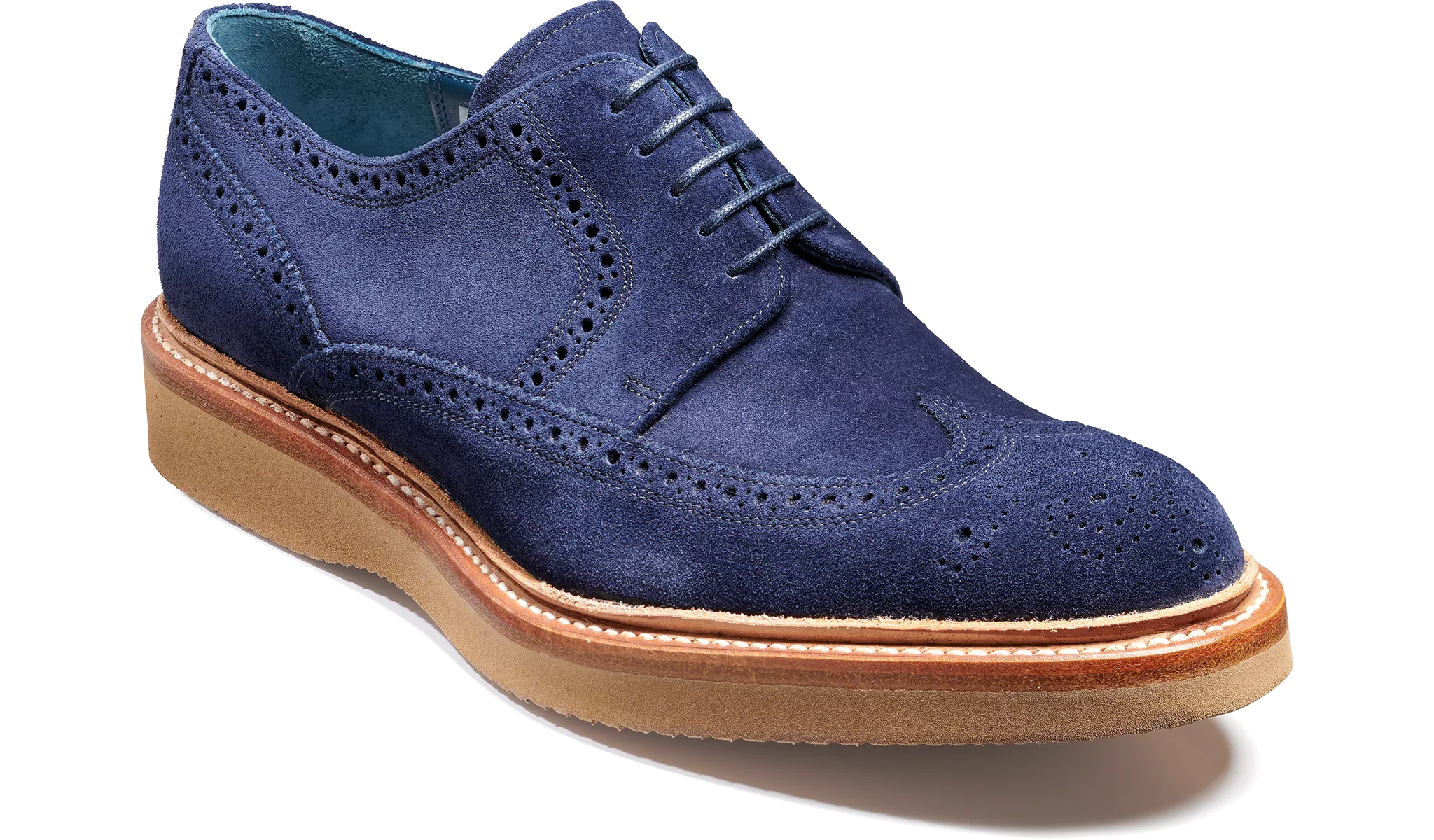 Barker Bill Derby Brogue - Navy Suede