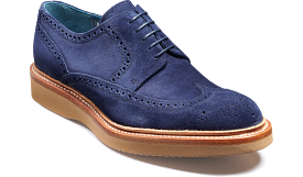 Barker Bill Derby Brogue - Navy Suede