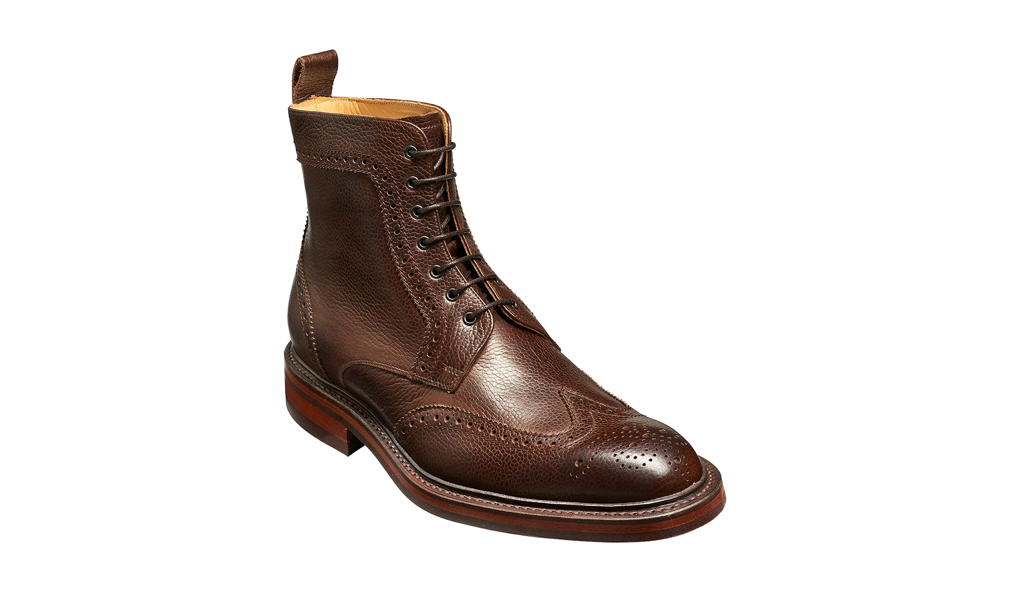 Barker Calder Rugged Wind Cap Boot-  Dark Brown Grain