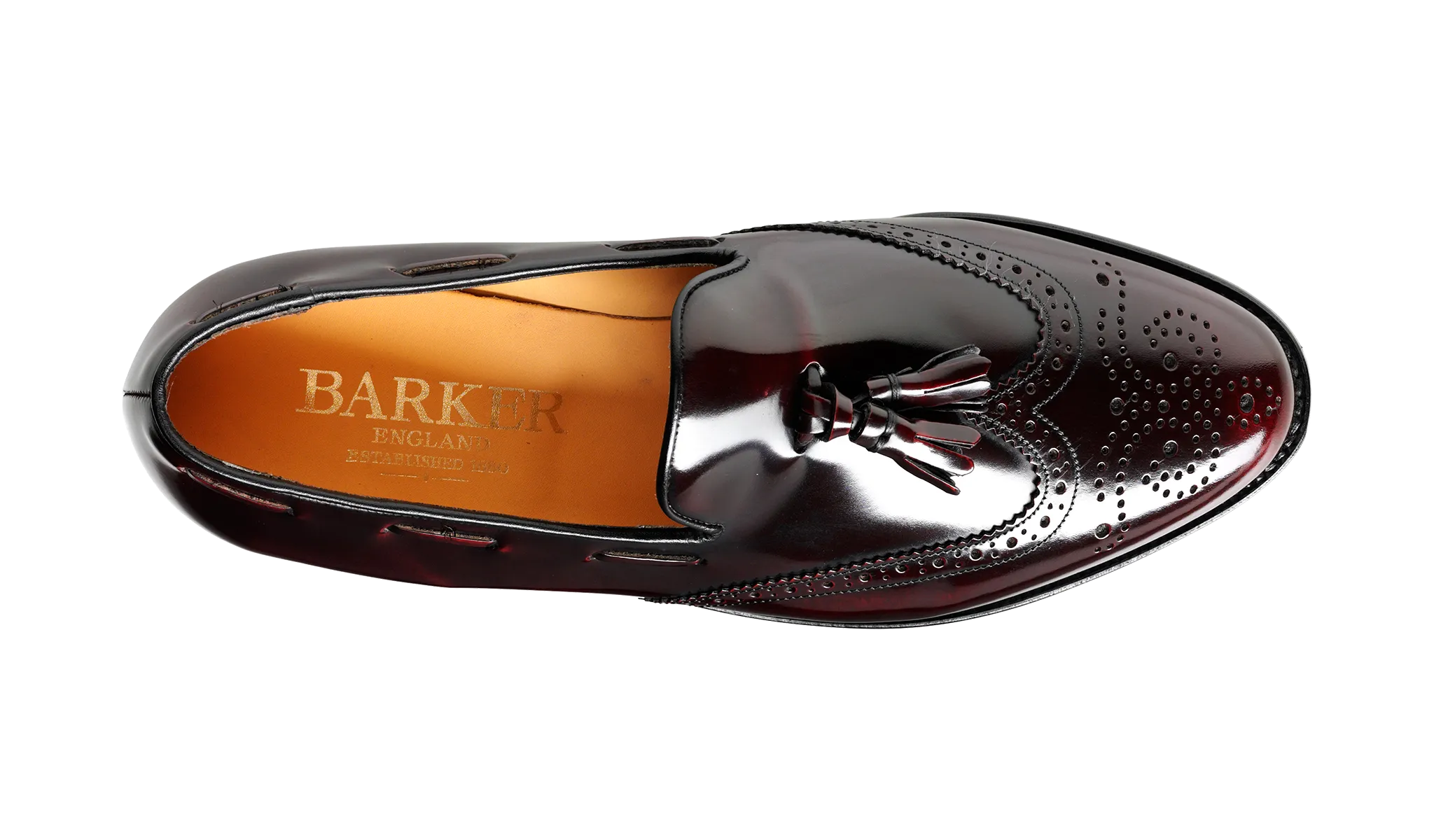 Barker Clive  Classic Wing Cap Loafer -Hi Shine Burgundy