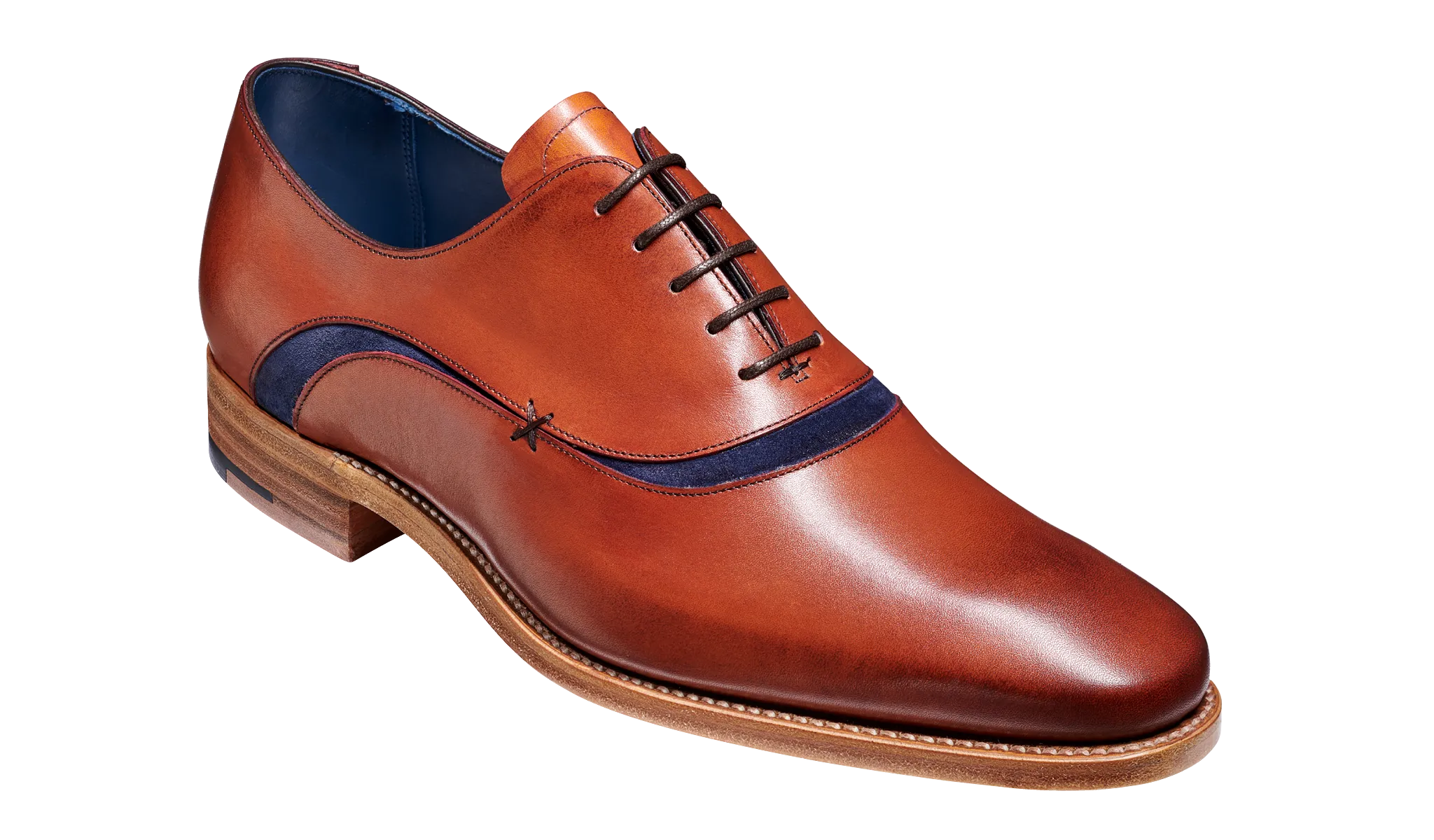 Barker Emerson Oxford Shoe - Antique Rosewood Calf/Navy Suede