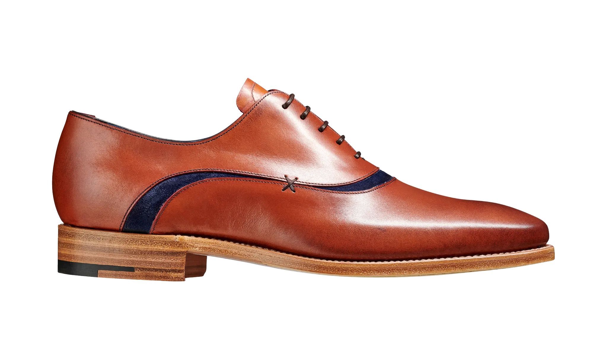 Barker Emerson Oxford Shoe - Antique Rosewood Calf/Navy Suede