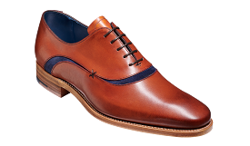 Barker Emerson Oxford Shoe - Antique Rosewood Calf/Navy Suede