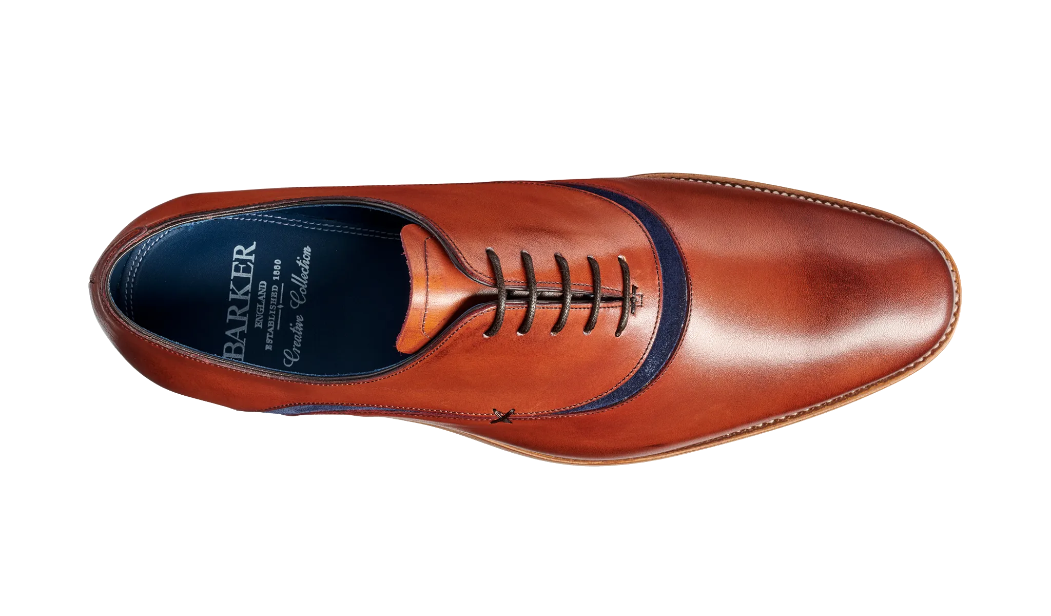 Barker Emerson Oxford Shoe - Antique Rosewood Calf/Navy Suede