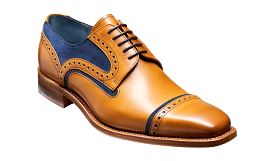 Barker Haig  Simple toe cap derby  - Cedar Calf / Blue Suede