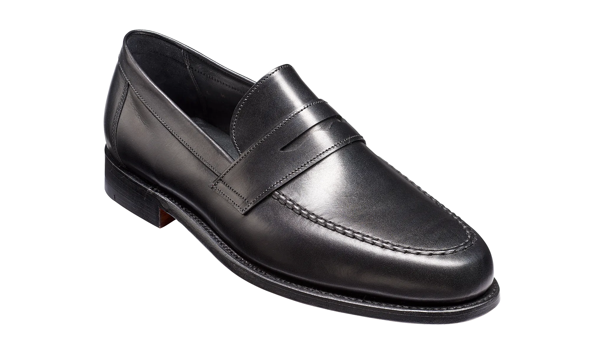 Barker Jevington Leather Loafer Shoes- Black Calf