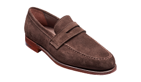 Barker Jevington Suede Loafer Shoes- Bitter Chocolate