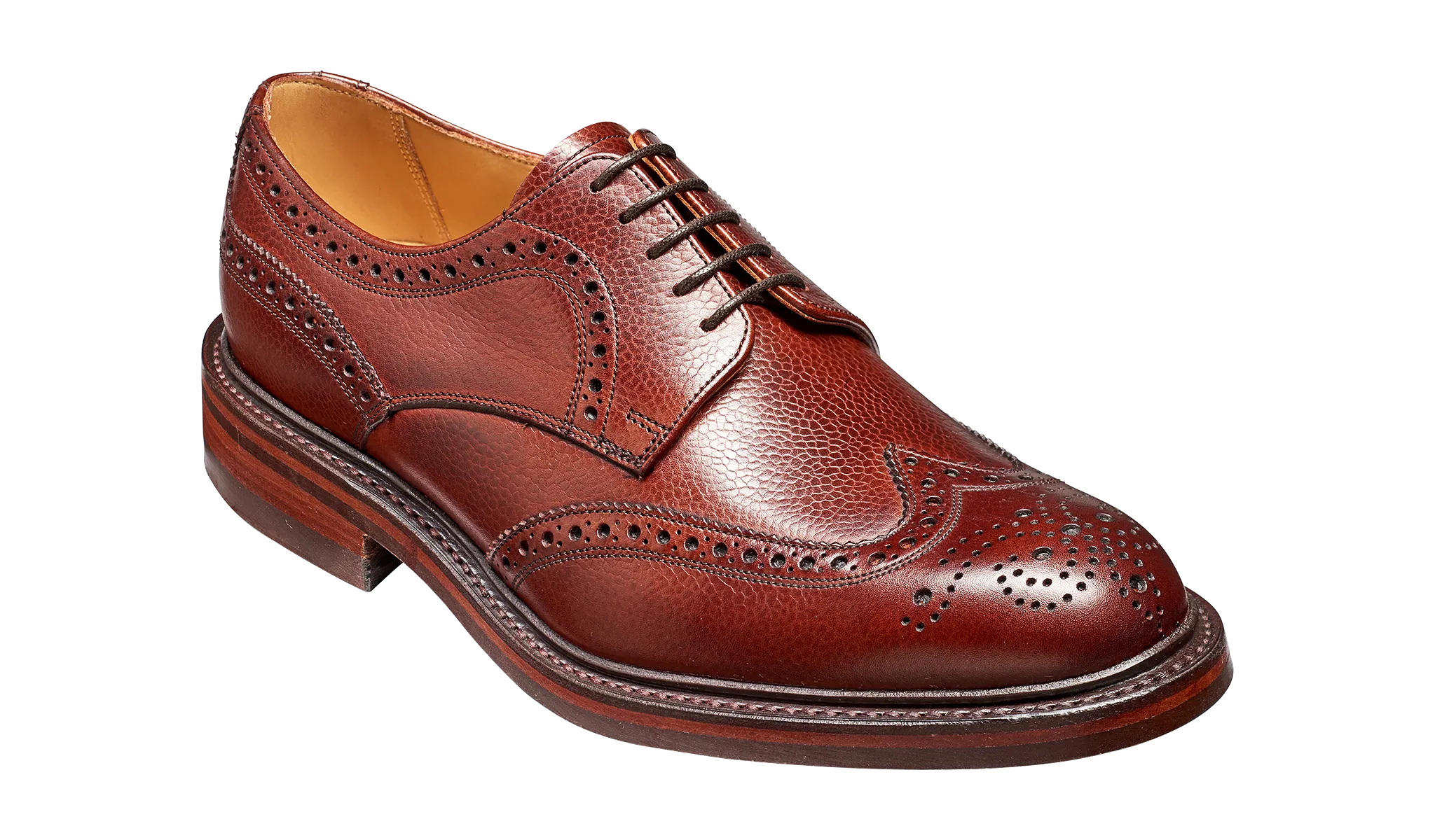 Barker Kelmarsh Wingtip Brogue Derby Shoe - Cherry Grain