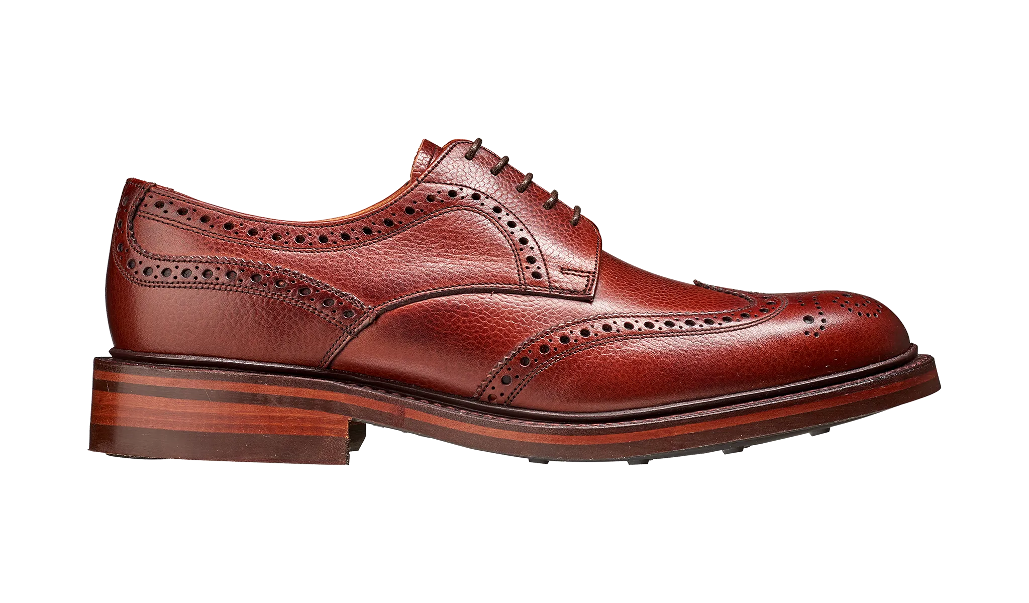 Barker Kelmarsh Wingtip Brogue Derby Shoe - Cherry Grain