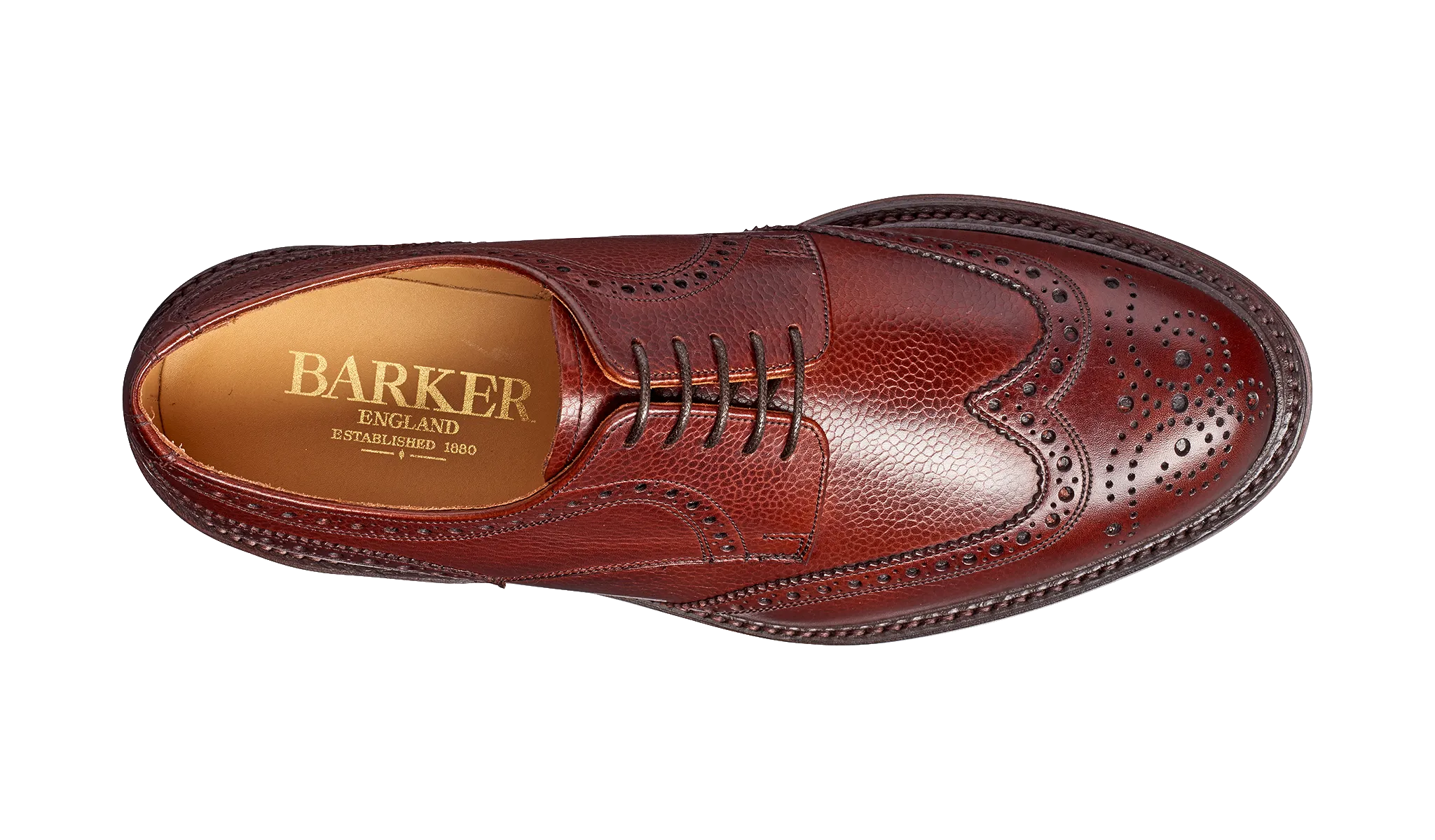 Barker Kelmarsh Wingtip Brogue Derby Shoe - Cherry Grain