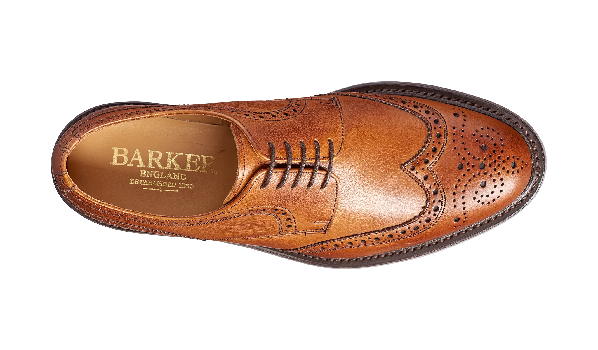 Barker Kelmarsh Wingtip Brogue Derby Shoe -Cedar Grain