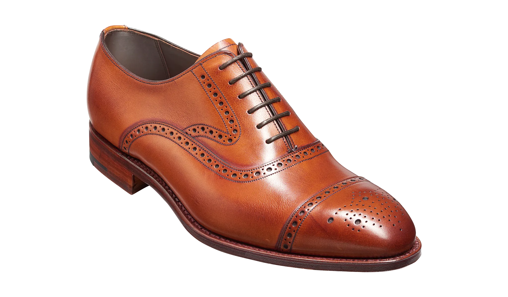 Barker Lerwick Classic semi brogue Oxford Shoe - Antique Rosewood Calf