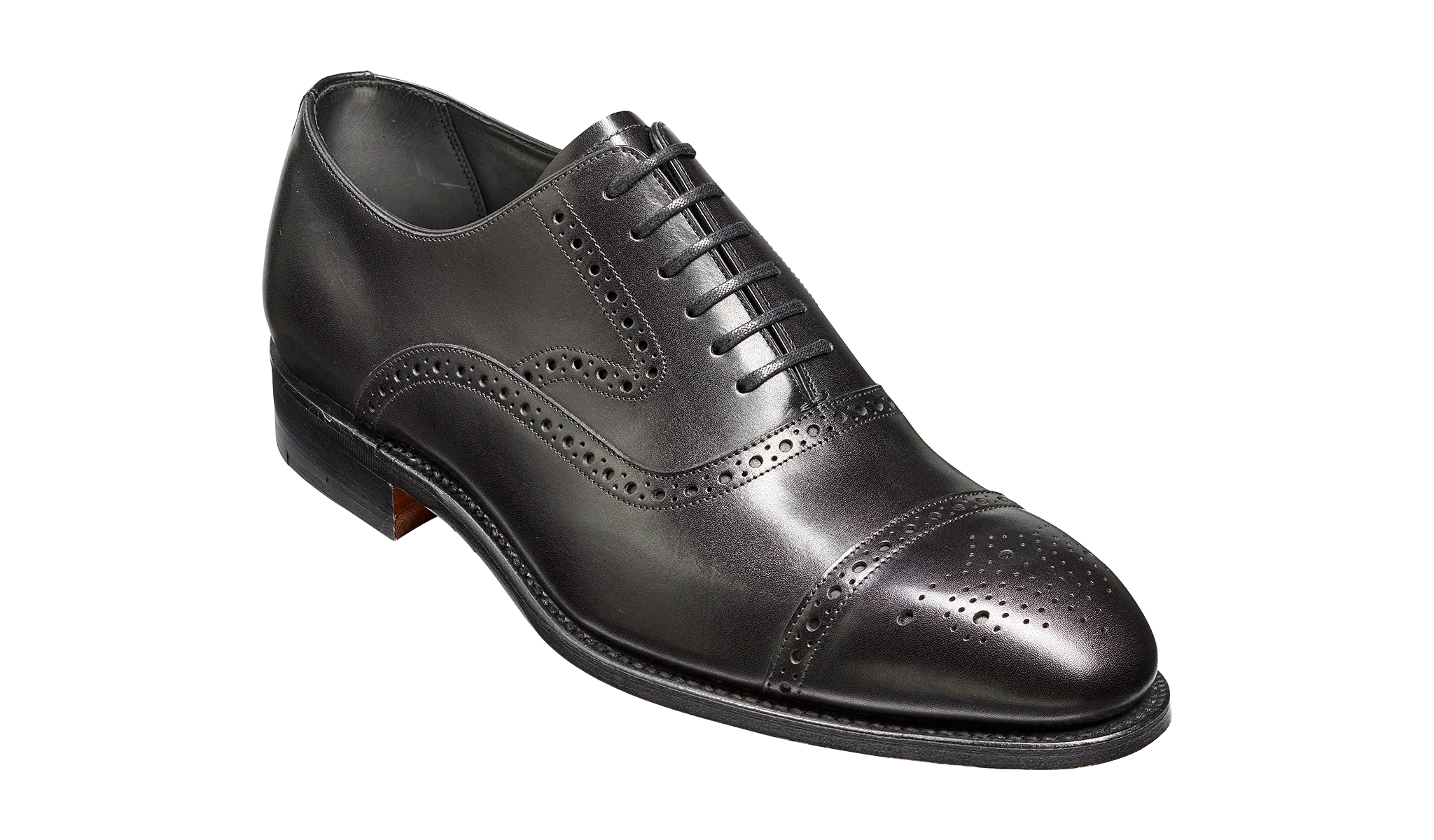 Barker Lerwick Classic semi brogue Oxford Shoe - Black Calf