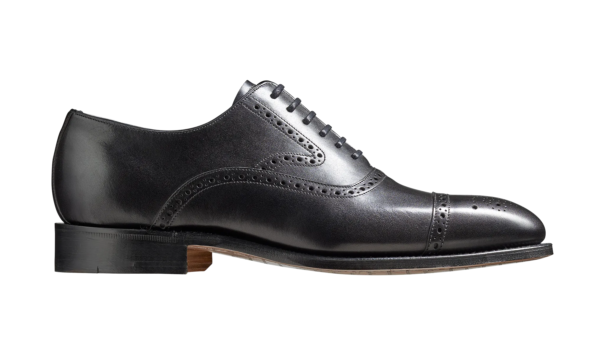 Barker Lerwick Classic semi brogue Oxford Shoe - Black Calf