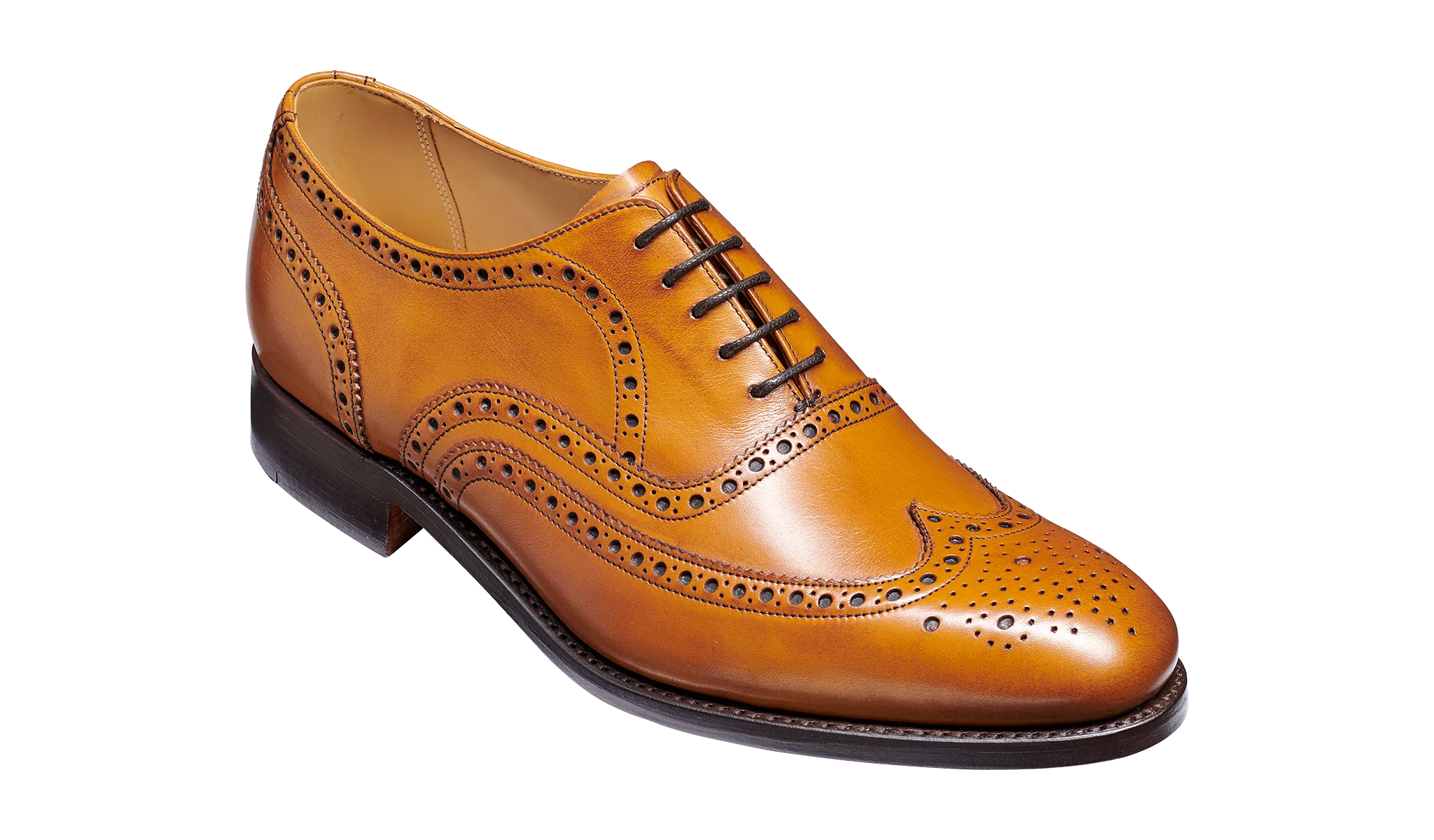 Barker Malton Full Wing Brogue Shoe - Cedar Calf