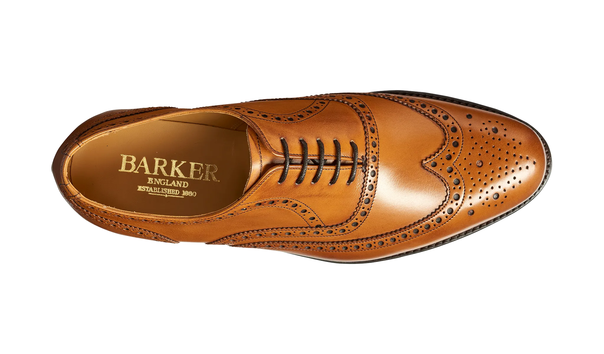 Barker Malton Full Wing Brogue Shoe - Cedar Calf