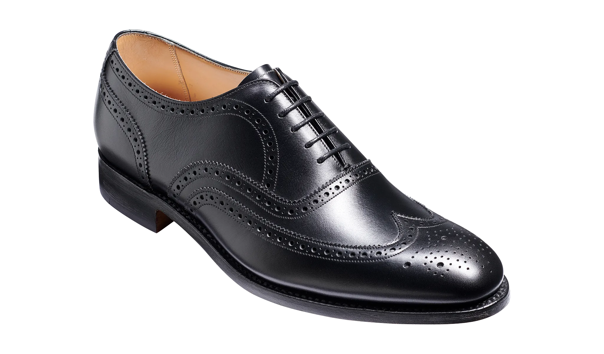 Barker Malton Full Wing Brogue Shoe -Black Calf