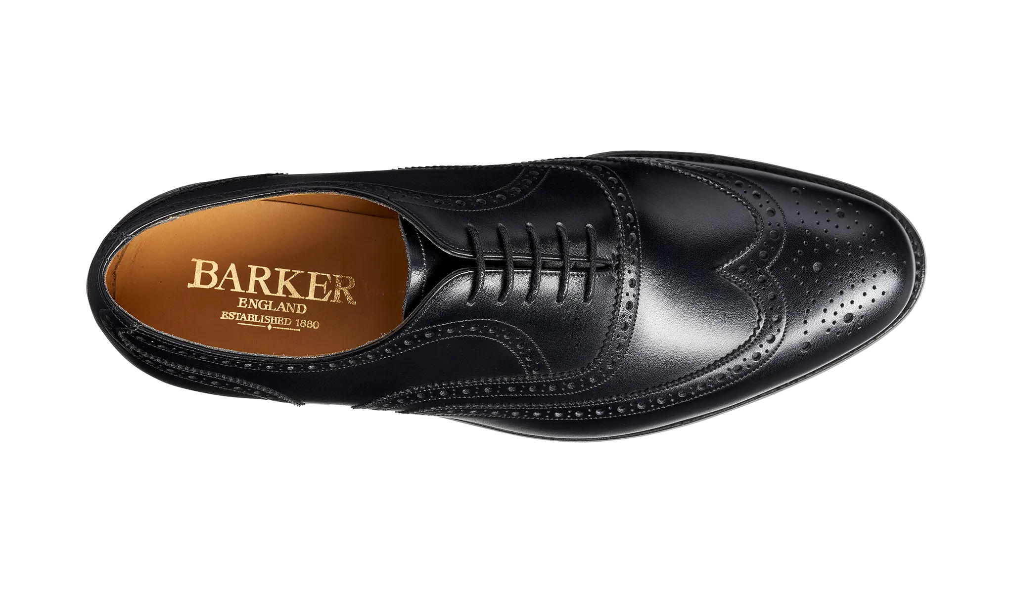 Barker Malton Full Wing Brogue Shoe -Black Calf