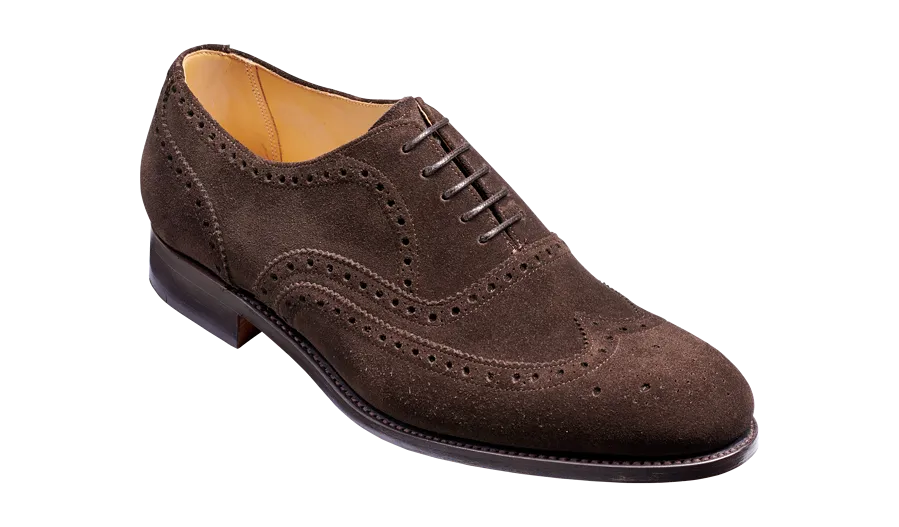 Barker Malton Full Wing Brogue Shoe- Burnt Oak Suede