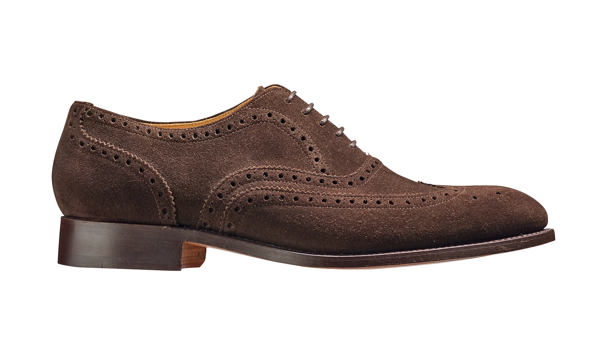 Barker Malton Full Wing Brogue Shoe- Burnt Oak Suede