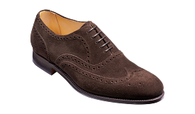 Barker Malton Full Wing Brogue Shoe- Burnt Oak Suede