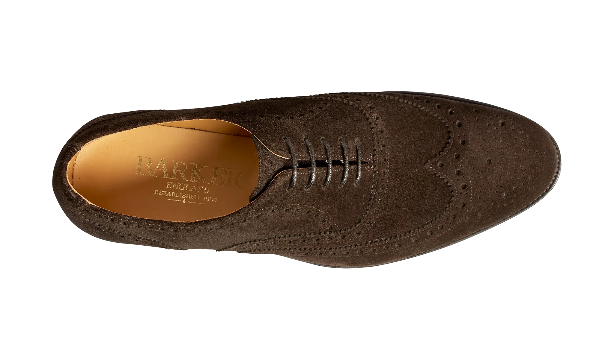 Barker Malton Full Wing Brogue Shoe- Burnt Oak Suede