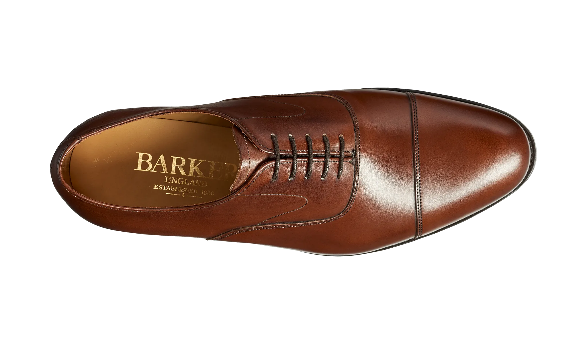 Barker Malvern toe-cap Oxford  Shoe- Dark Walnut Calf