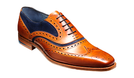 Barker McClean Classic Full Brogue Oxford Shoe - Cedar Calf / Navy Suede