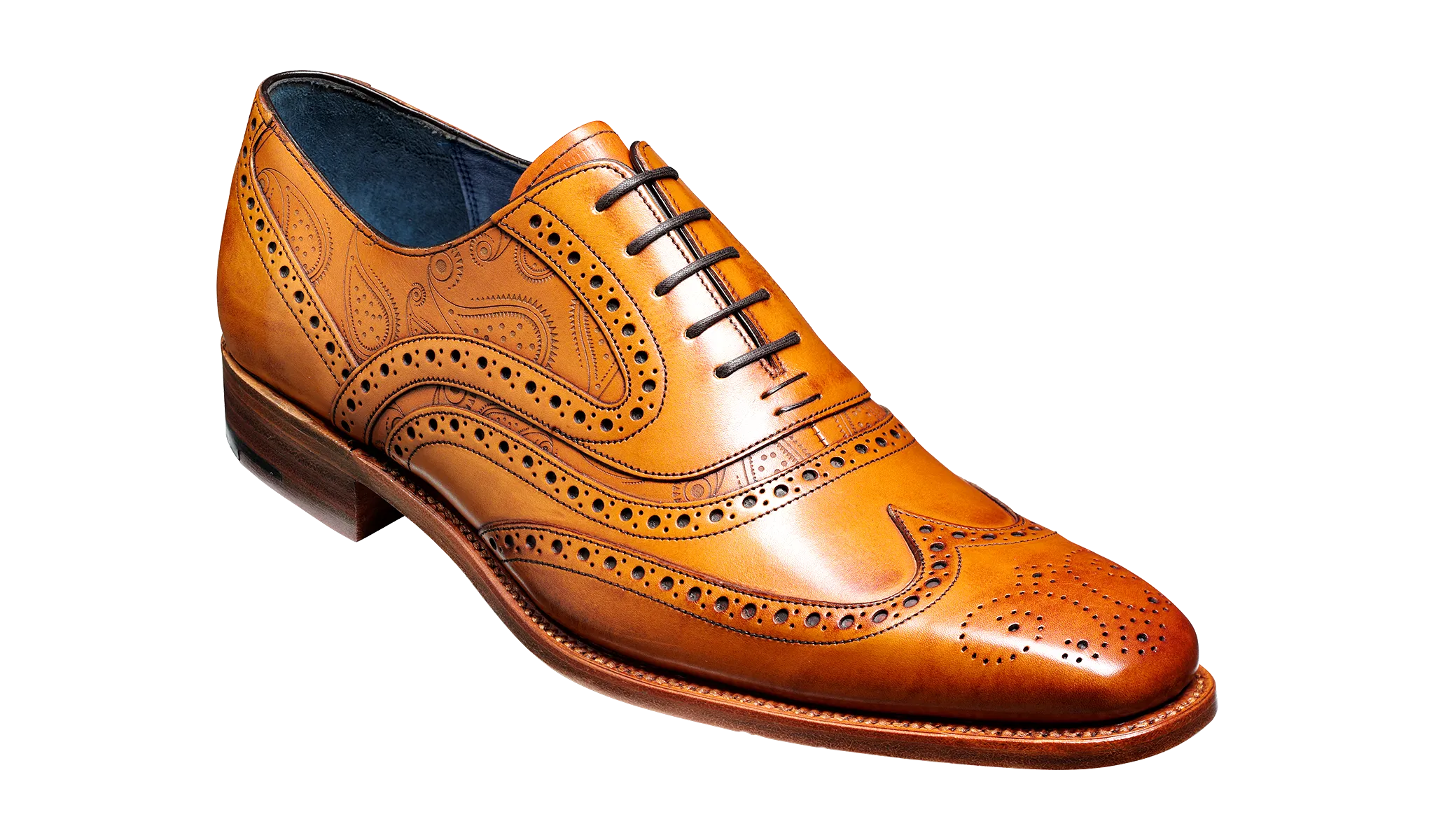 Barker McClean Classic Full Brogue Oxford Shoe - Cedar Calf / Paisley Laser