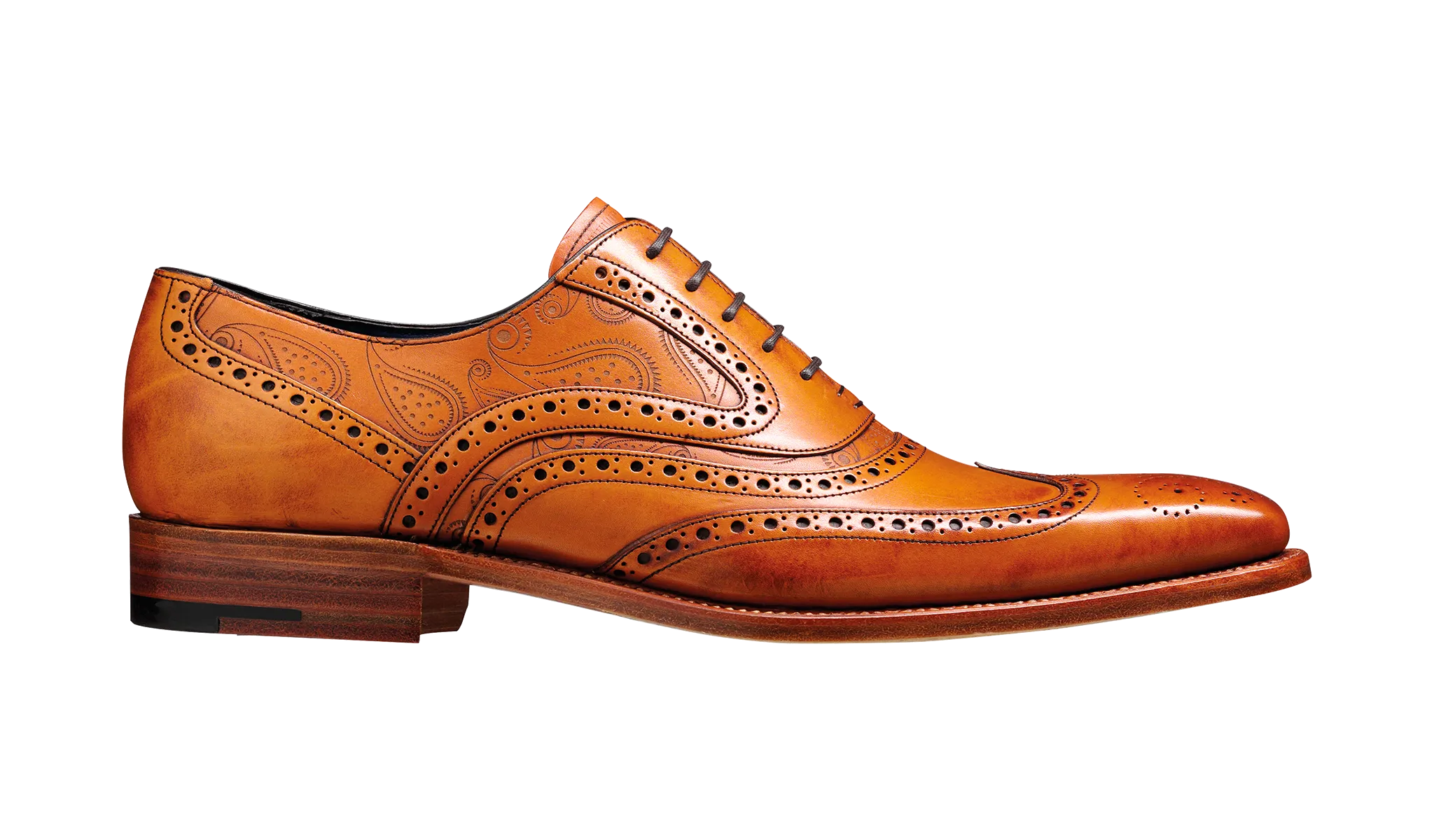 Barker McClean Classic Full Brogue Oxford Shoe - Cedar Calf / Paisley Laser