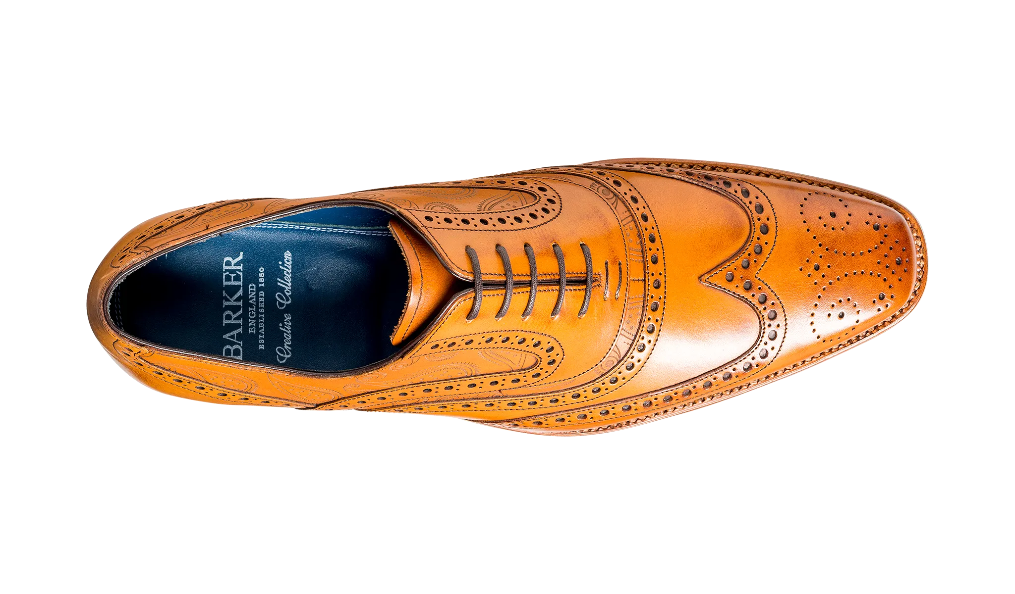 Barker McClean Classic Full Brogue Oxford Shoe - Cedar Calf / Paisley Laser