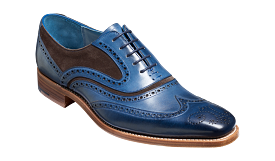 Barker McClean Classic Full Brogue Oxford Shoe - Navy Hand Painted / Choc Suede