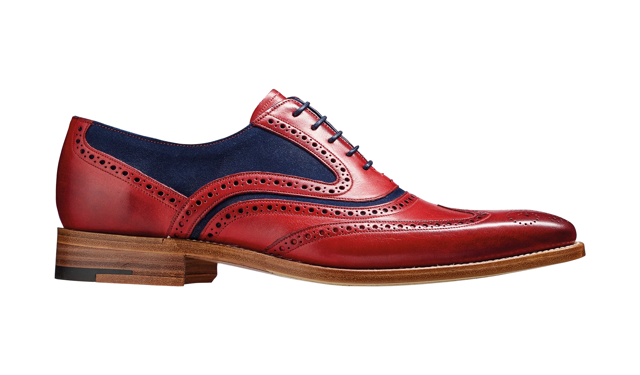 Barker McClean Classic Full Brogue Oxford Shoe - Red Hand Painted / Navy