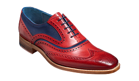 Barker McClean Classic Full Brogue Oxford Shoe - Red Hand Painted / Navy